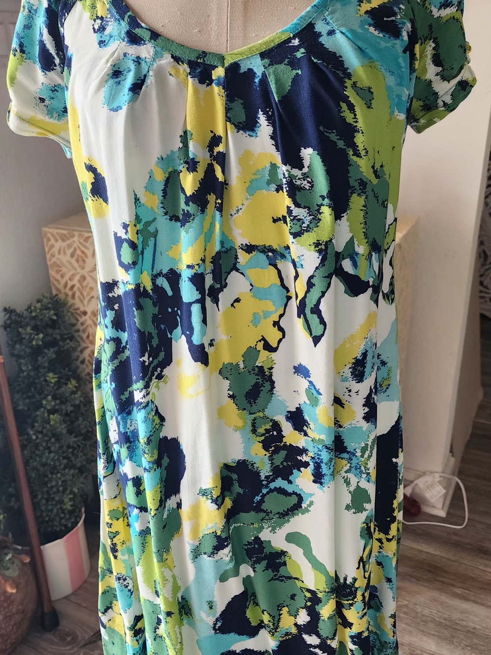 Women's Mini Dress in White Multi-Color Abstract Print